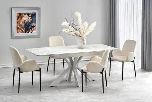 Halmar Scaun tapitat cu stofa si picioare metalice, Kai-477 Crem / Negru, l58xA58xH89 cm