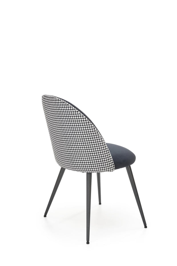 Halmar Scaun tapitat cu stofa si picioare metalice, Kai-478 Velvet Alb / Negru, l49xA54xH84 cm