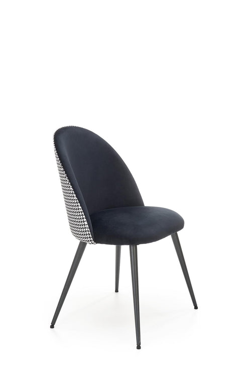 Scaun tapitat cu stofa si picioare metalice, Kai-478 Velvet Alb / Negru, l49xA54xH84 cm