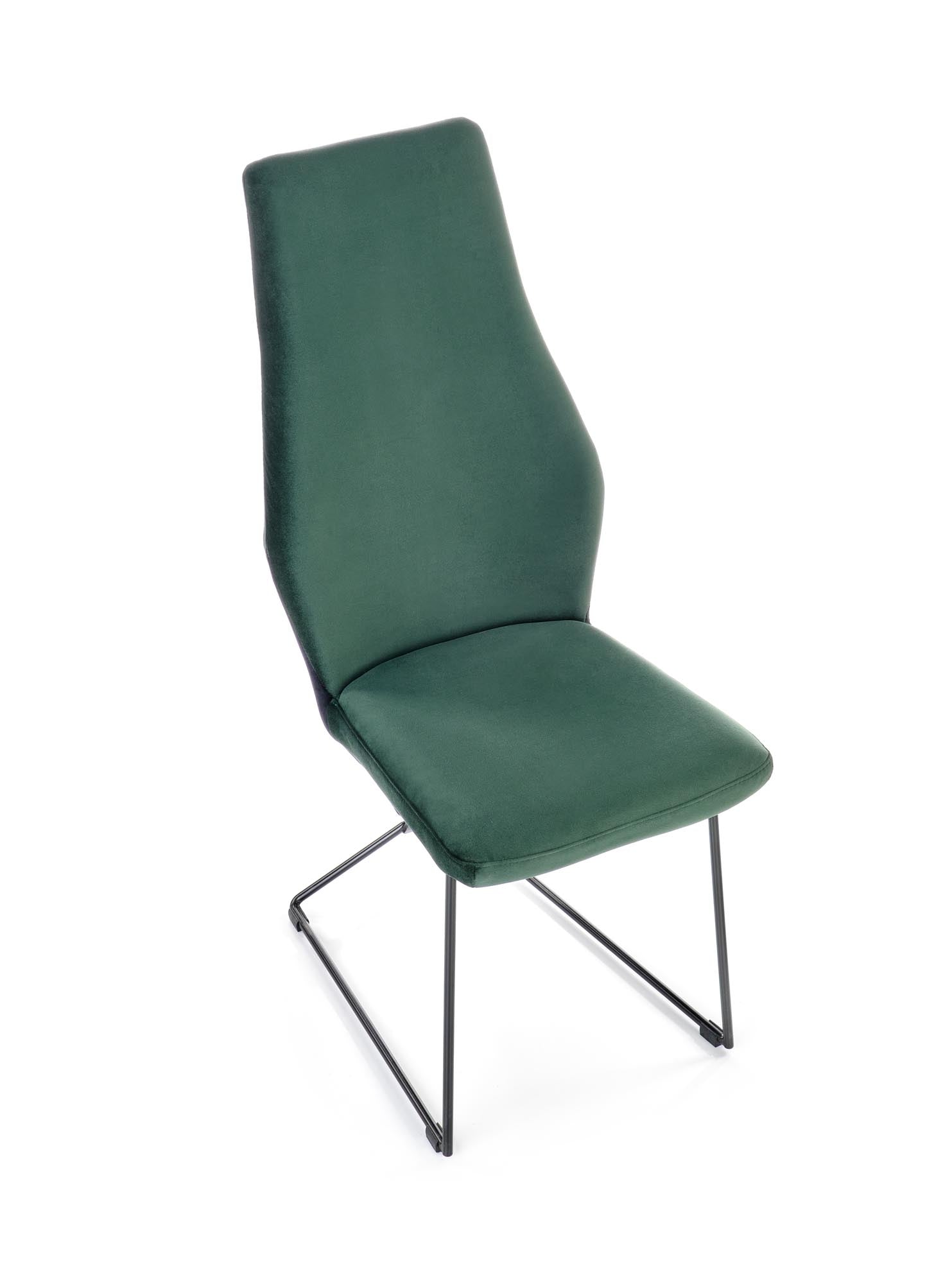 Halmar Scaun tapitat cu stofa si picioare metalice, Kai-485 Velvet Verde Inchis / Negru, l44xA63xH96 cm