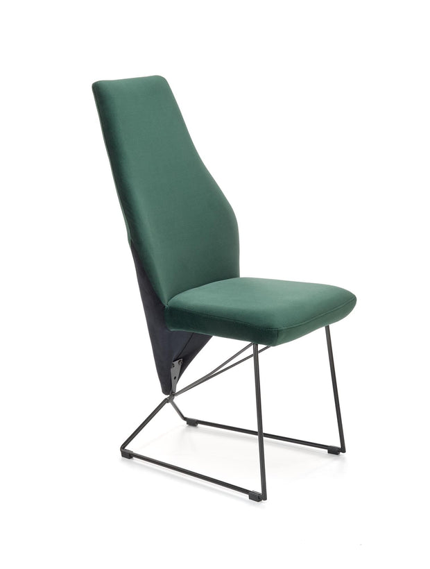 Halmar Scaun tapitat cu stofa si picioare metalice, Kai-485 Velvet Verde Inchis / Negru, l44xA63xH96 cm