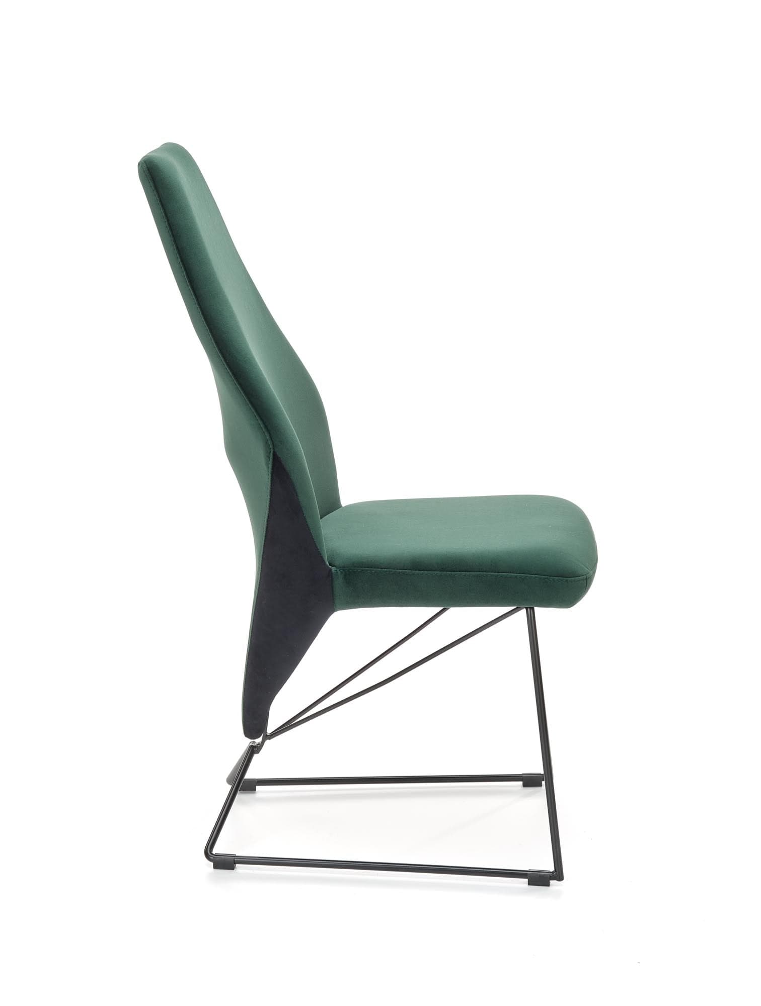 Halmar Scaun tapitat cu stofa si picioare metalice, Kai-485 Velvet Verde Inchis / Negru, l44xA63xH96 cm
