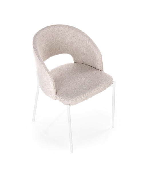 Halmar Scaun tapitat cu stofa si picioare metalice, Kai-486 Bej / Alb, l51xA57xH77 cm