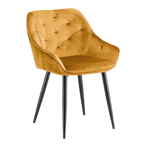 Halmar Scaun tapitat cu stofa si picioare metalice, Kai-487 Velvet Mustariu / Negru, l56xA65xH81 cm