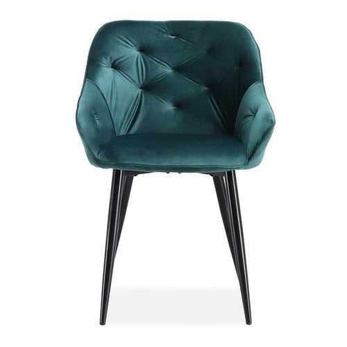 Halmar Scaun tapitat cu stofa si picioare metalice, Kai-487 Velvet Verde Inchis / Negru, l56xA65xH81 cm