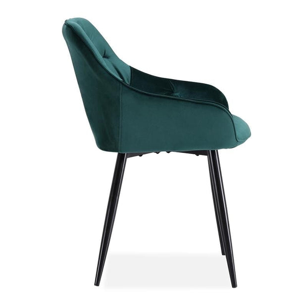 Halmar Scaun tapitat cu stofa si picioare metalice, Kai-487 Velvet Verde Inchis / Negru, l56xA65xH81 cm