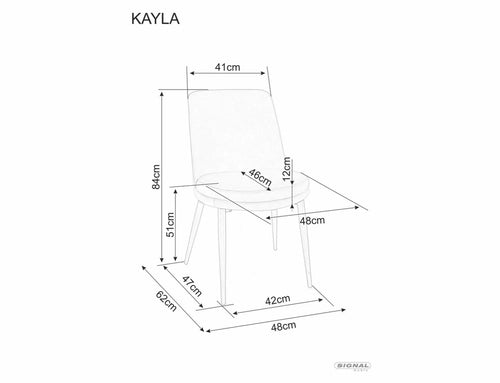 Scaun tapitat cu stofa si picioare metalice, Kayla Velvet Negru, l48xA46xH84 cm (1)