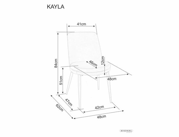 Scaun tapitat cu stofa si picioare metalice, Kayla Velvet Negru, l48xA46xH84 cm (1)