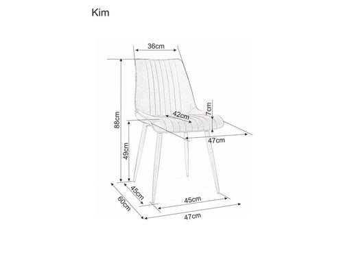 Scaun tapitat cu stofa si picioare metalice, Kimberly Velvet Negru, l47xA60xH88 cm (1)