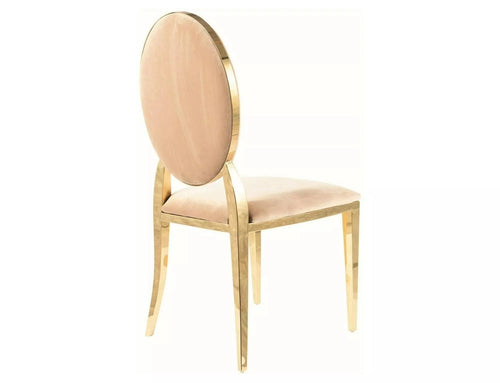 Scaun tapitat cu stofa si picioare metalice, King Velvet Bej / Auriu, l47xA43xH95 cm (1)