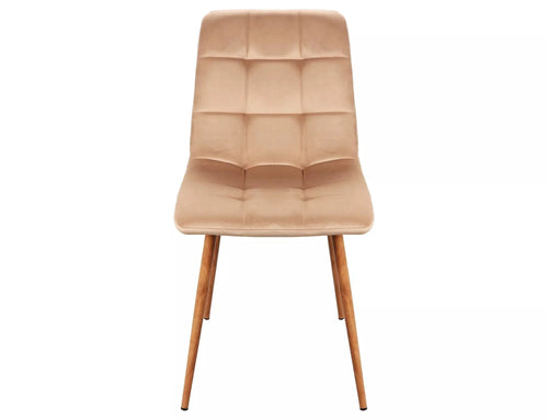 Scaun tapitat cu stofa si picioare metalice, Mila D Velvet Bej / Stejar, l45xA41xH86 cm (1)