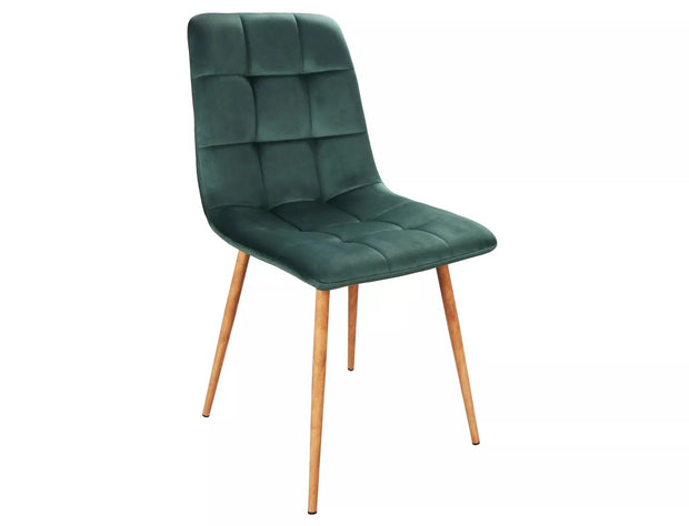 Scaun tapitat cu stofa si picioare metalice, Mila D Velvet Verde / Stejar, l45xA41xH86 cm