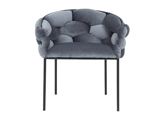 Scaun tapitat cu stofa si picioare metalice, Norwind Velvet Gri / Negru, l76xA40xH75 cm (1)