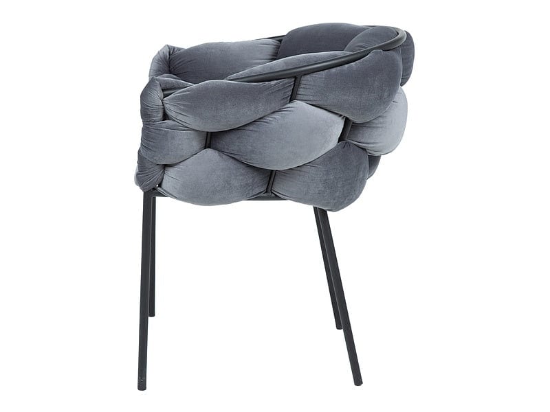 Scaun tapitat cu stofa si picioare metalice, Norwind Velvet Gri / Negru, l76xA40xH75 cm (2)