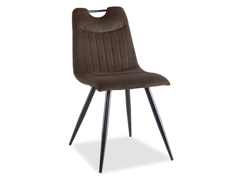 Scaun tapitat cu stofa si picioare metalice, Ortega Maro / Negru, l45xA40xH86 cm