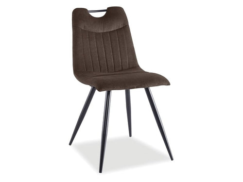 Scaun tapitat cu stofa si picioare metalice, Ortega Maro / Negru, l45xA40xH86 cm