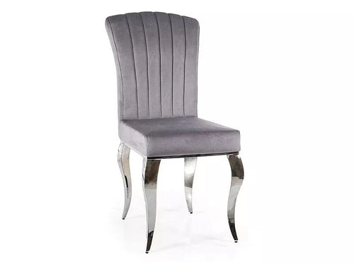 Scaun tapitat cu stofa si picioare metalice, Prince Velvet Gri / Crom, l46xA39xH100 cm