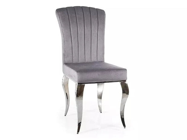 Scaun tapitat cu stofa si picioare metalice, Prince Velvet Gri / Crom, l46xA39xH100 cm