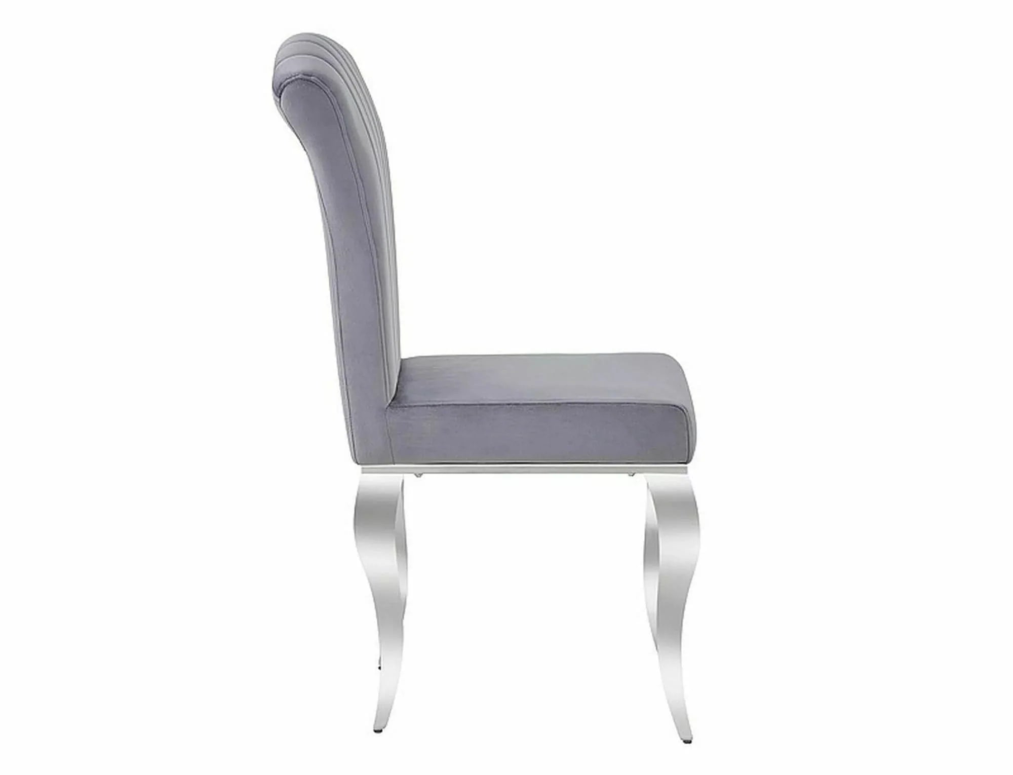 Scaun tapitat cu stofa si picioare metalice, Prince Velvet Gri / Crom, l46xA39xH100 cm (2)