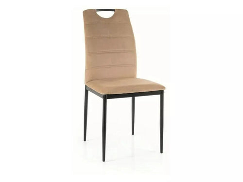Scaun tapitat cu stofa si picioare metalice, Rip Velvet Bej / Negru, l44xA39xH92 cm