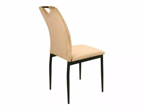 Scaun tapitat cu stofa si picioare metalice, Rip Velvet Bej / Negru, l44xA39xH92 cm (1)