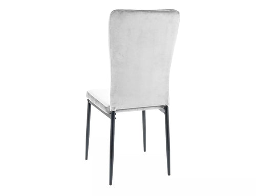 Scaun tapitat cu stofa si picioare metalice, Vigo Velvet Gri Deschis / Negru, l44xA39xH97 cm (1)