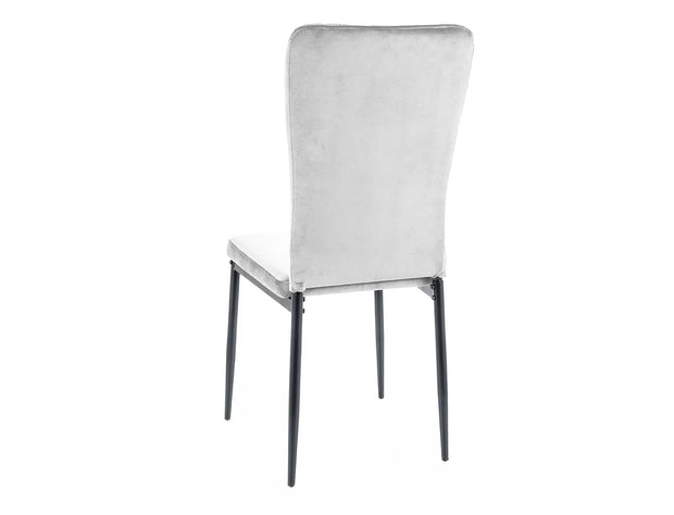 Scaun tapitat cu stofa si picioare metalice, Vigo Velvet Gri Deschis / Negru, l44xA39xH97 cm (1)
