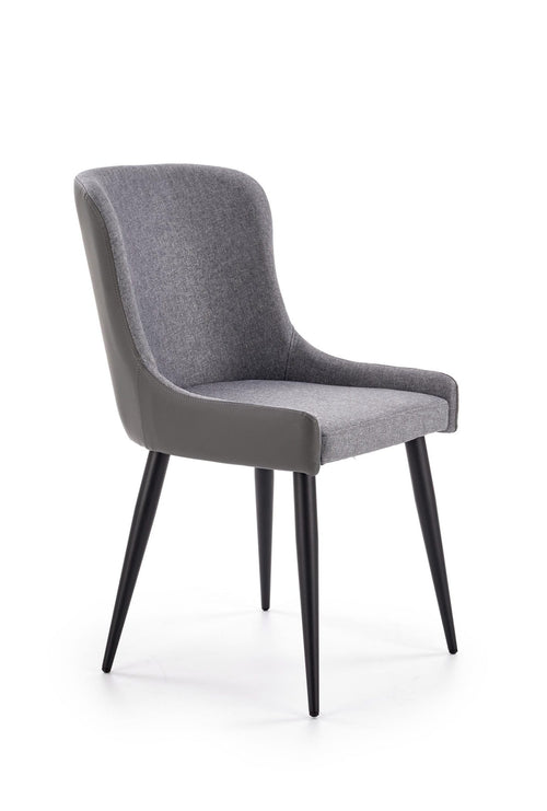 Halmar Scaun tapitat cu stofa si piele ecologica, cu picioare metalice Kai-333 Gri Inchis / Gri Deschis / Negru, l49xA62xH87 cm