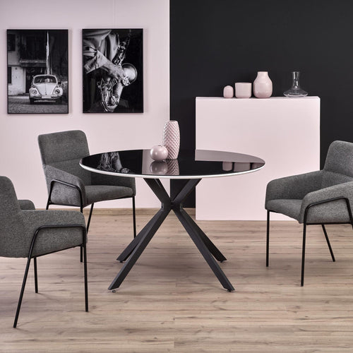 Halmar Scaun tapitat cu stofa si piele ecologica, cu picioare metalice Kai-333 Gri Inchis / Gri Deschis / Negru, l49xA62xH87 cm