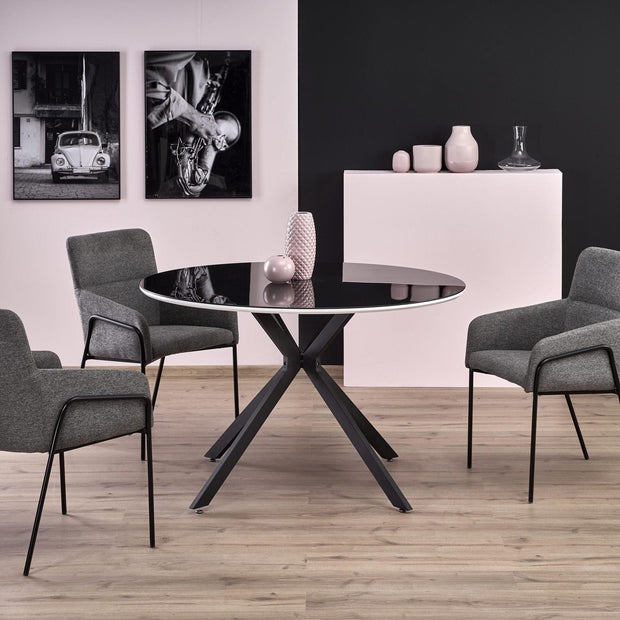 Halmar Scaun tapitat cu stofa si piele ecologica, cu picioare metalice Kai-333 Gri Inchis / Gri Deschis / Negru, l49xA62xH87 cm