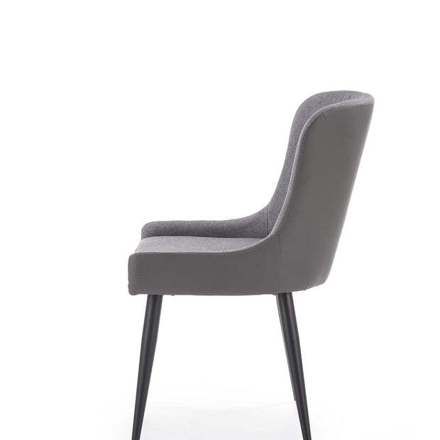 Halmar Scaun tapitat cu stofa si piele ecologica, cu picioare metalice Kai-333 Gri Inchis / Gri Deschis / Negru, l49xA62xH87 cm