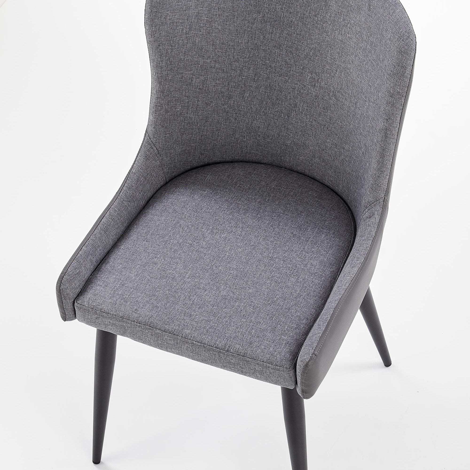 Halmar Scaun tapitat cu stofa si piele ecologica, cu picioare metalice Kai-333 Gri Inchis / Gri Deschis / Negru, l49xA62xH87 cm