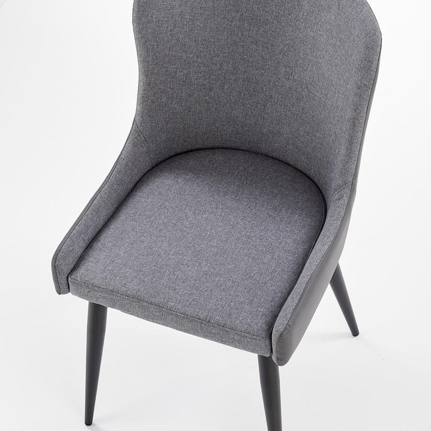 Halmar Scaun tapitat cu stofa si piele ecologica, cu picioare metalice Kai-333 Gri Inchis / Gri Deschis / Negru, l49xA62xH87 cm