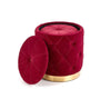 Set 2 taburete tapitate cu stofa si spatiu de depozitare Polymorph Bordeaux, Ø40xH44 / Ø33xH38 cm (3)