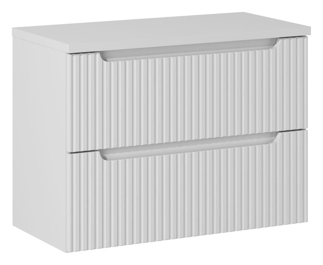 Set baie masca cu blat, cu 2 sertare 80 cm, Now Alb