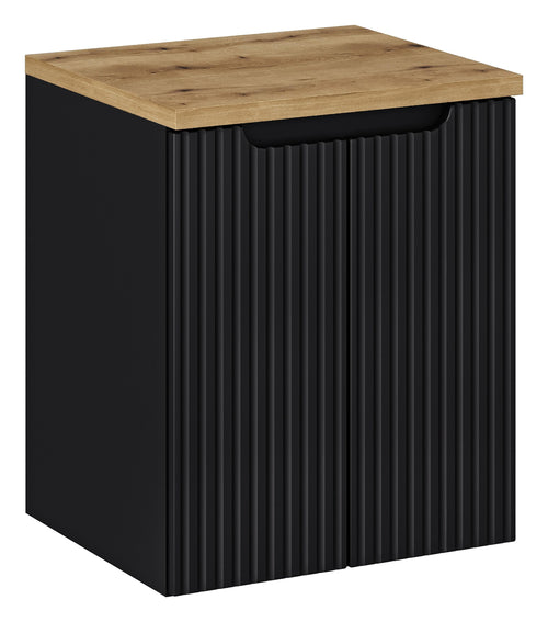 Set baie masca cu blat, cu 2 usi 50 cm, Nob Negru / Stejar