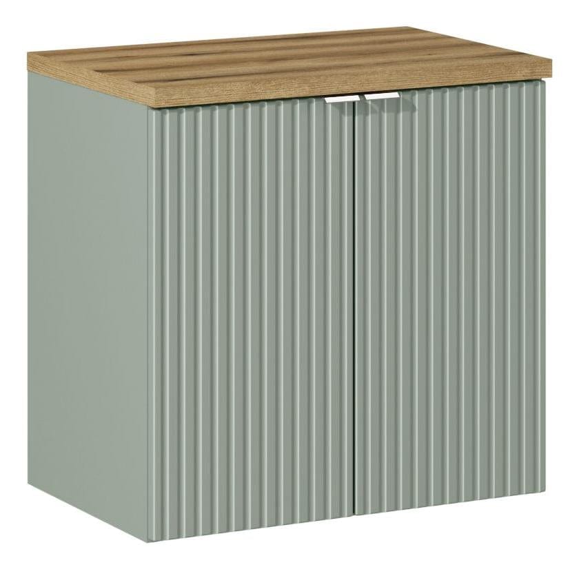 Set baie masca cu blat, cu 2 usi 60 cm, Lrg Verde / Stejar
