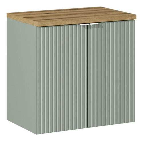 Set baie masca cu blat, cu 2 usi 60 cm, Lrg Verde / Stejar