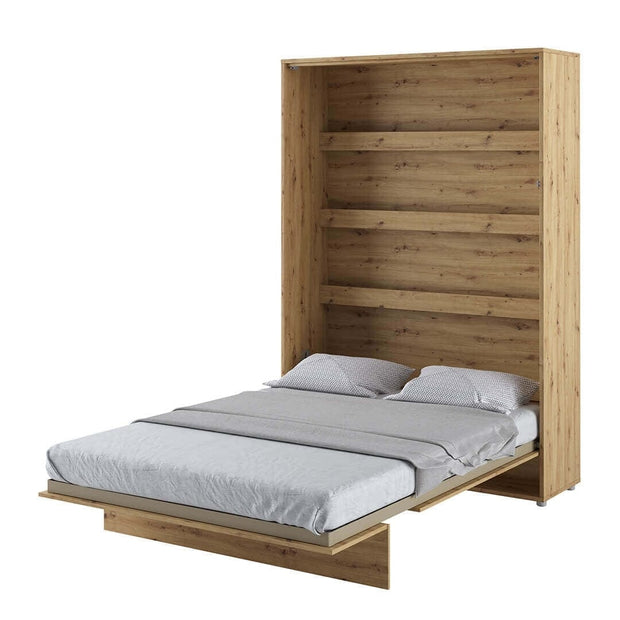 Lenart Set Canapea Fixa, 2 Locuri, BC18 Bej Boucle, l164xA93xH74 cm + Pat rabatabil pe perete cu tablie tapitata Bed Concept Vertical Stejar Artisan, 200 x 140 cm