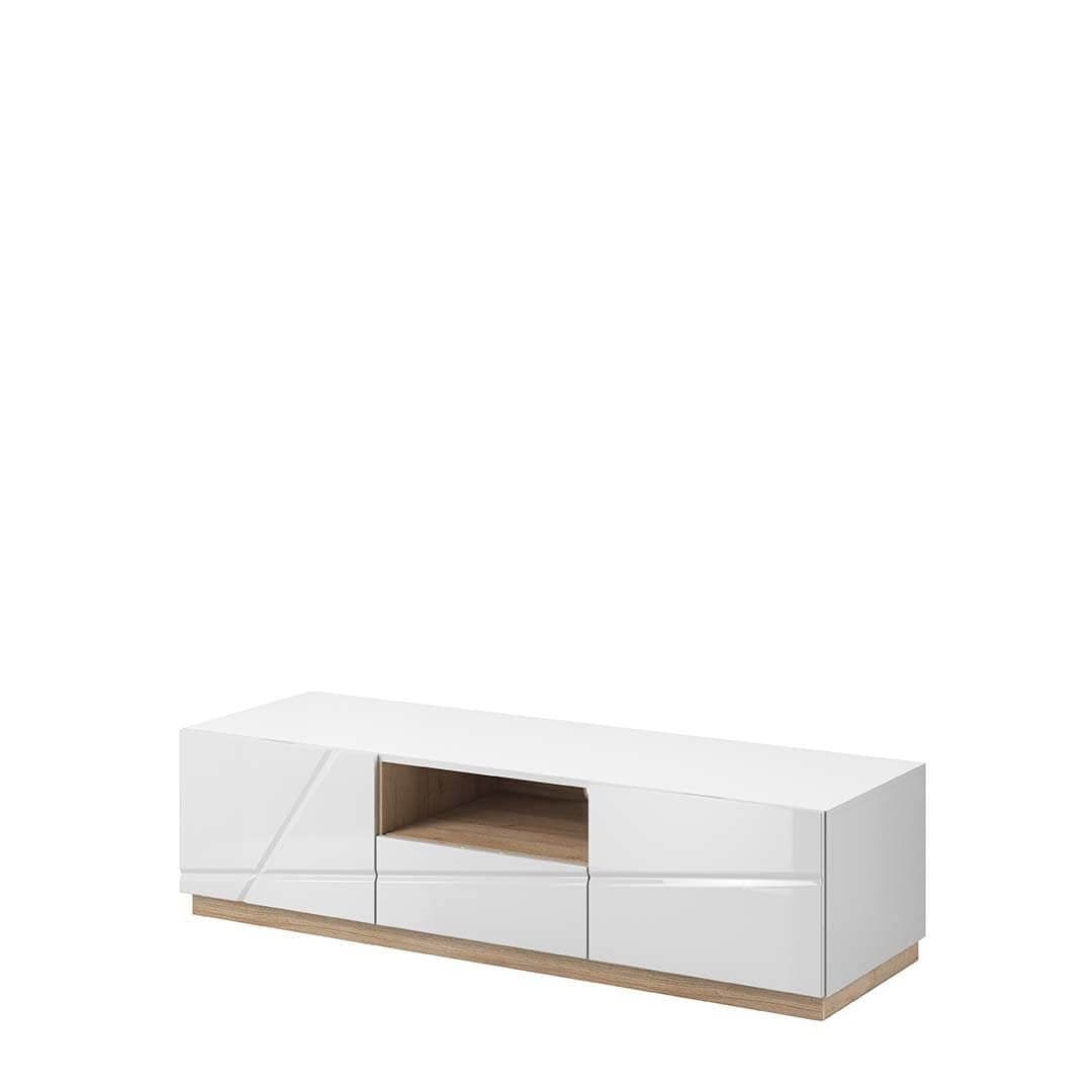 Lenart Set de mobila living din pal si sticla, 4 piese, Futura Alb / Stejar Riviera