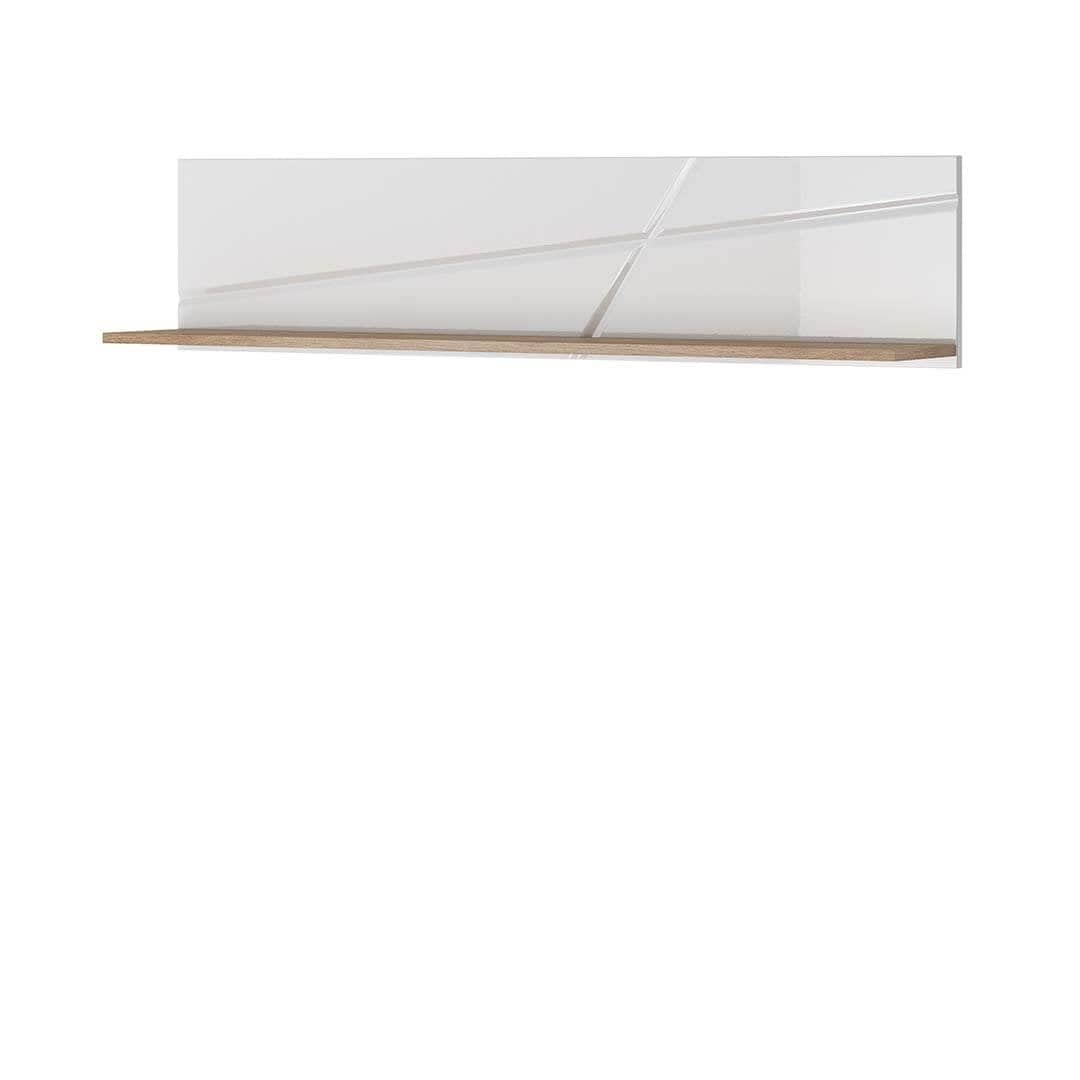 Lenart Set de mobila living din pal si sticla, 4 piese, Futura Alb / Stejar Riviera