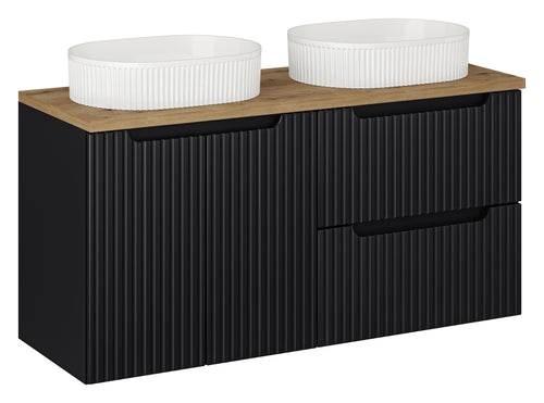 Set masca cu 2 lavoare, 120 cm, Beyond Negru / Stejar / Alb