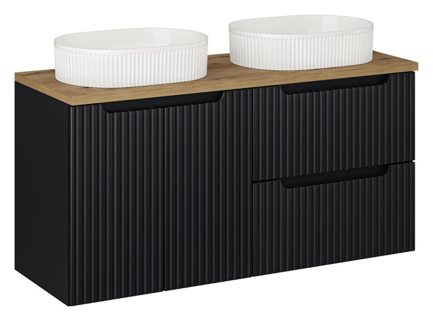Set masca cu 2 lavoare, 120 cm, Beyond Negru / Stejar / Alb