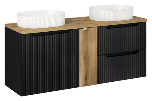 Set masca si lavoar, 140 cm, Beyond Negru / Stejar / Alb