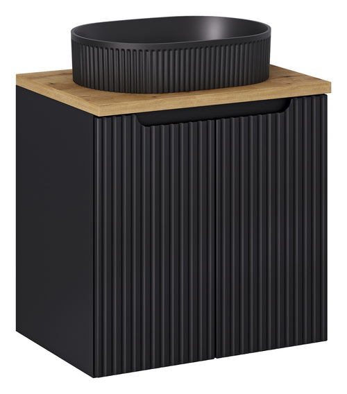 Set masca si lavoar, 60 cm, Beyond D Negru / Stejar