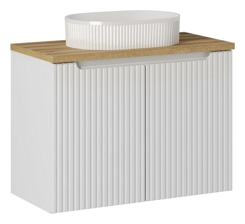 Set masca si lavoar, 80 cm, Beyond D Alb / Stejar