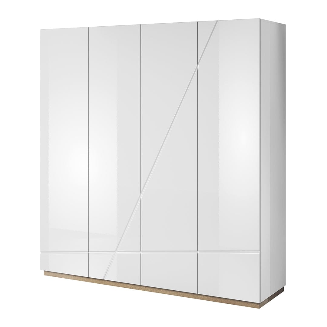 Lenart Set Mobila Dormitor din pal, cu pat 200 x 160 cm, 5 piese Futura Alb Mat / Stejar Riviera