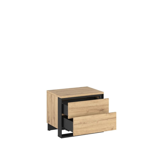 Lenart Set Mobila Dormitor din pal, cu pat 200 x 160 cm, 5 piese Quant Stejar Artisan / Negru