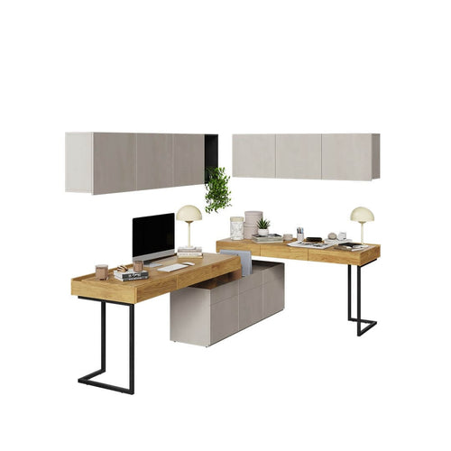 Lenart Set Mobilier Birou din pal, pentru copii si tineret, 6 piese, Teen Flex Set 08A Natural / Gri / Negru