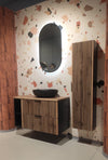 Set Mobilier pentru baie, din pal si MDF, 6 piese, 100 cm, Xilo Stejar Wotan / Negru (1)